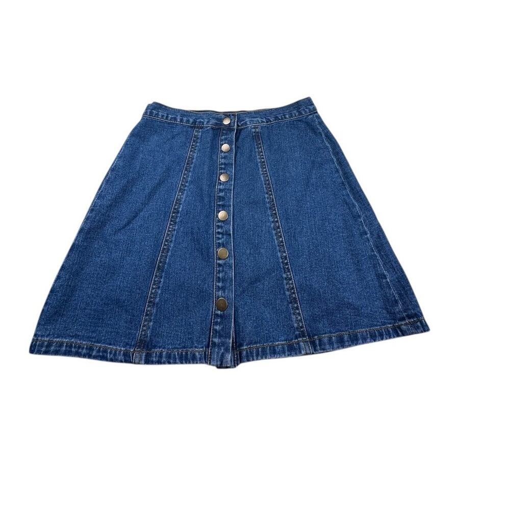Boston Proper Button Front Denim A-Line Mini Skirt Women’s M Y2K